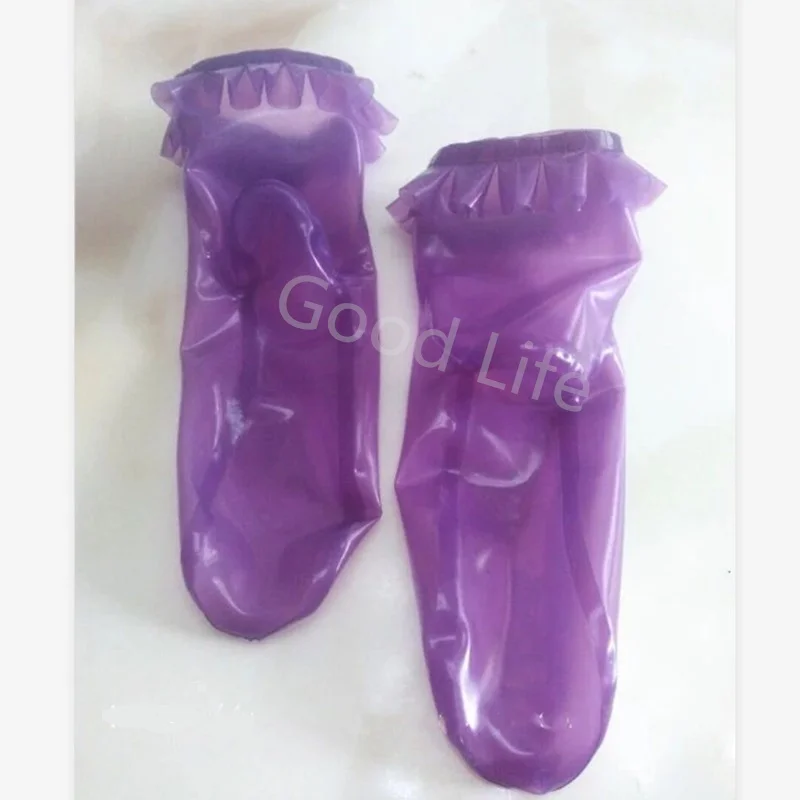 

Latex transparent purple color Socks Low Cut Ankle Rubber Short Socks Unisex handmade legwear