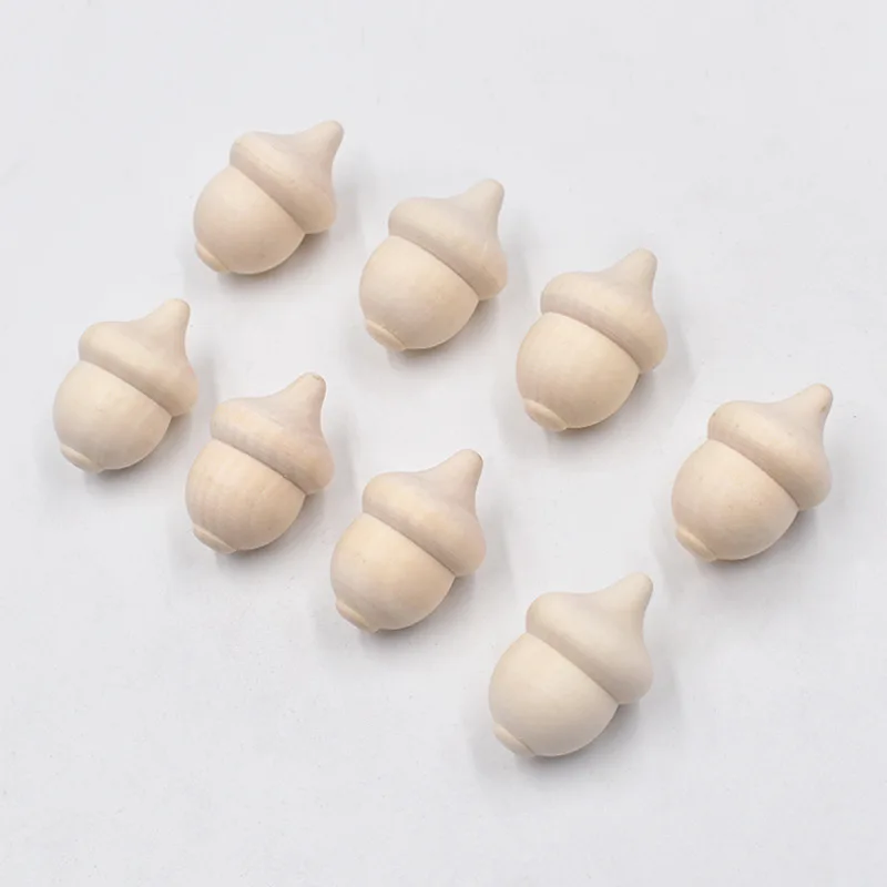 10pcs 3.6x2.4cm Wooden Acorns Natural Wood Counting Sorting Decor Crafts Kit DIY Unfinished Wood for Painting Doll Making