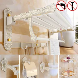 Tuqiu accesorios de baño estante de baño, toallero, soporte de papel, soporte para escobilla de baño, ganchos accesorios de baño de aluminio tallado