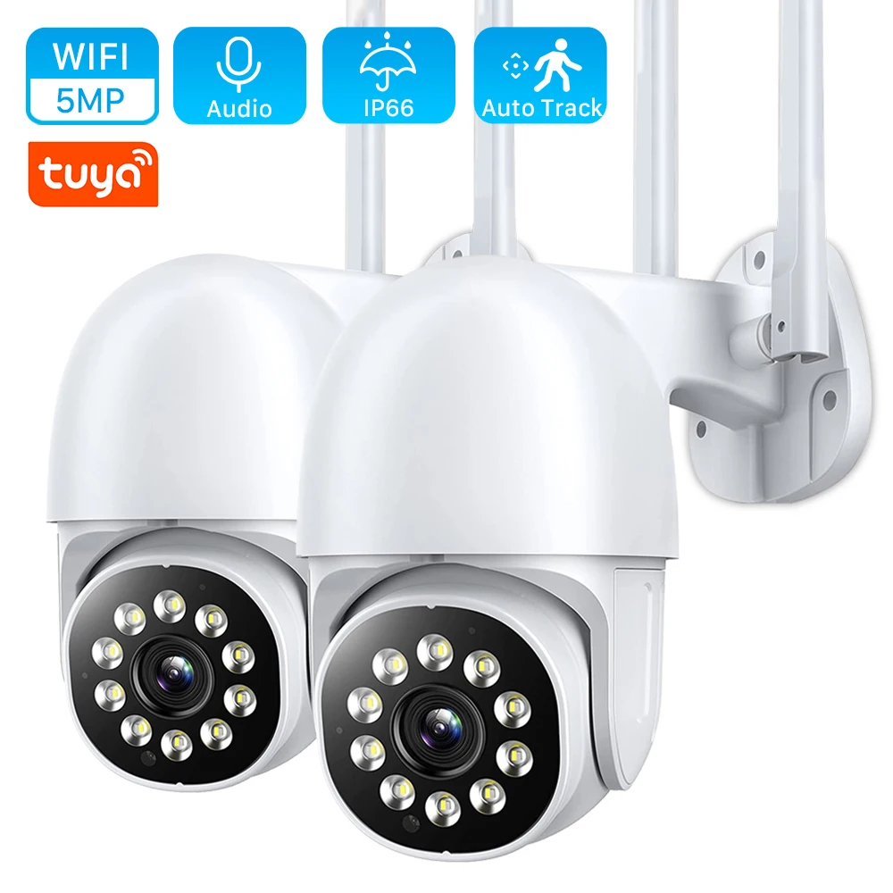 5MP 4X Zoom TUYA PTZ Speed Dome Wifi IP Camera Outdoor Auto Tracking 3MP Mini Wireless Camera Two Way Audio Video Surveillance