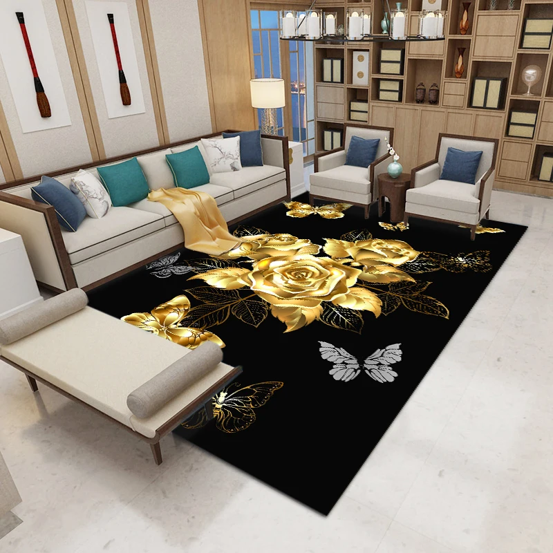 

Modern Light Luxury Style Carpet Plant Flower Pattern Living Room Coffee Table Carpet Bedroom Tatami Foyer Floor Mat carpet