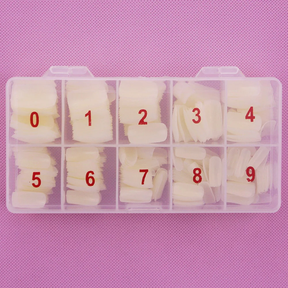 500ชิ้น/กล่องเคล็ดลับเล็บครึ่งปลอมเล็บปลอมฝรั่งเศสเล็บอะคริลิคประดิษฐ์เจล UV เล็บชุด DIY Clear/ธรรมชาติ/สีขาว