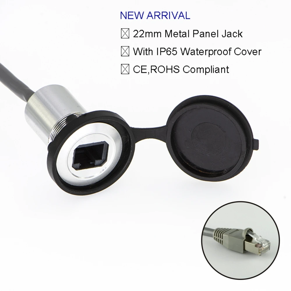 22mm USB connector socket  Metal Panel Socket RJ45 Female to Male  With Cable (60cm,150cm)