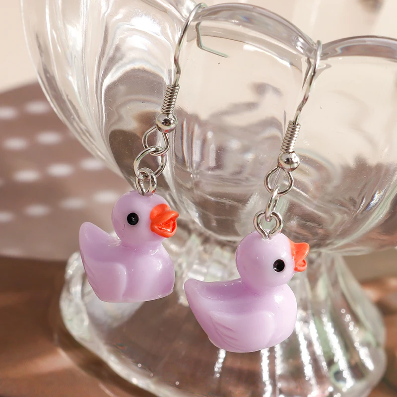 Aihua 3D Cartoon Gelbe Ente Ohrringe für Frauen Mädchen Original Niedliche Ente Tier Baumeln Ohrringe Neuheit Handgemachten Schmuck – Detail 8