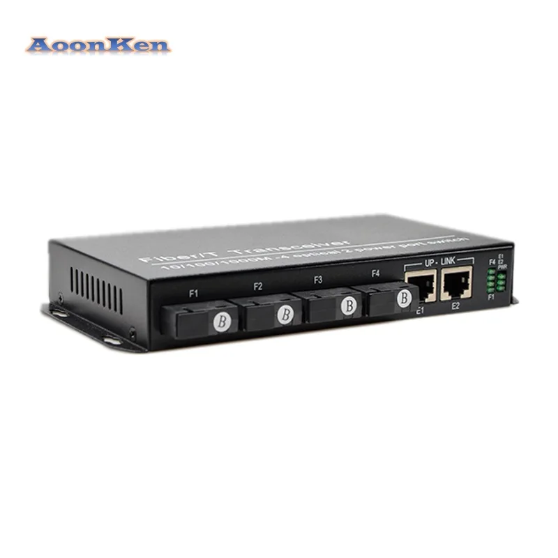 

10/100M Ethernet switch Convert 20KM Fiber Optical Media Converter Single Mode 2×RJ45 & 4×SC Ports Fiber Optical Transceiver