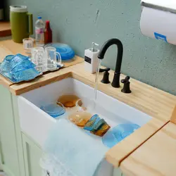 Novo 1/6 escala em miniatura pia da cozinha lavatório torneira bacia para blyth barbies bonecas móveis brinquedos acessórios