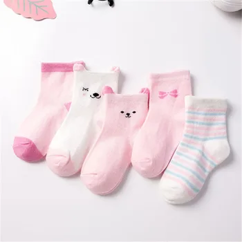 5 Paare/los Kinder Nette Weiche Cartoon Baumwolle Socken Junge Mädchen Baby Warme Streifen Punkte Mode Sport Socken Herbst Winter Kinder geschenk