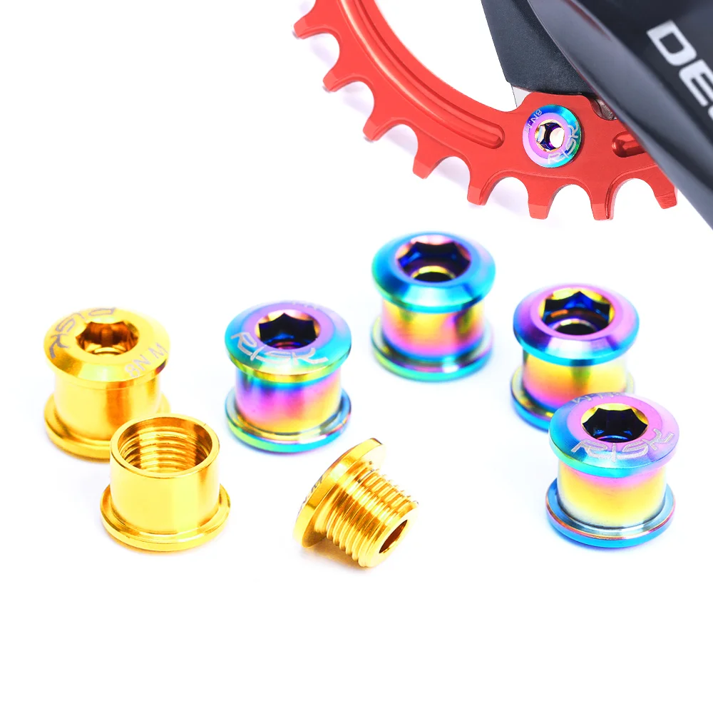 RISK MTB Road bicycle Crankset Chainring Bolts Nuts for BMX Fixed Gear Track single/double disc GR5(TC4) Titanium Alloy