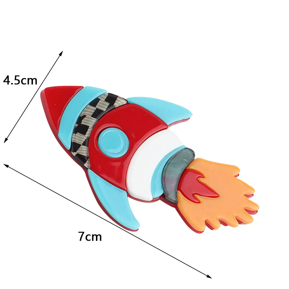 FishSheep 2021 New Big Spaceship Rocket Acrylic Brooches Pins Cute Resin Spaceman Brooch Pin Badge Fashion Sweater Jewelry Gifts