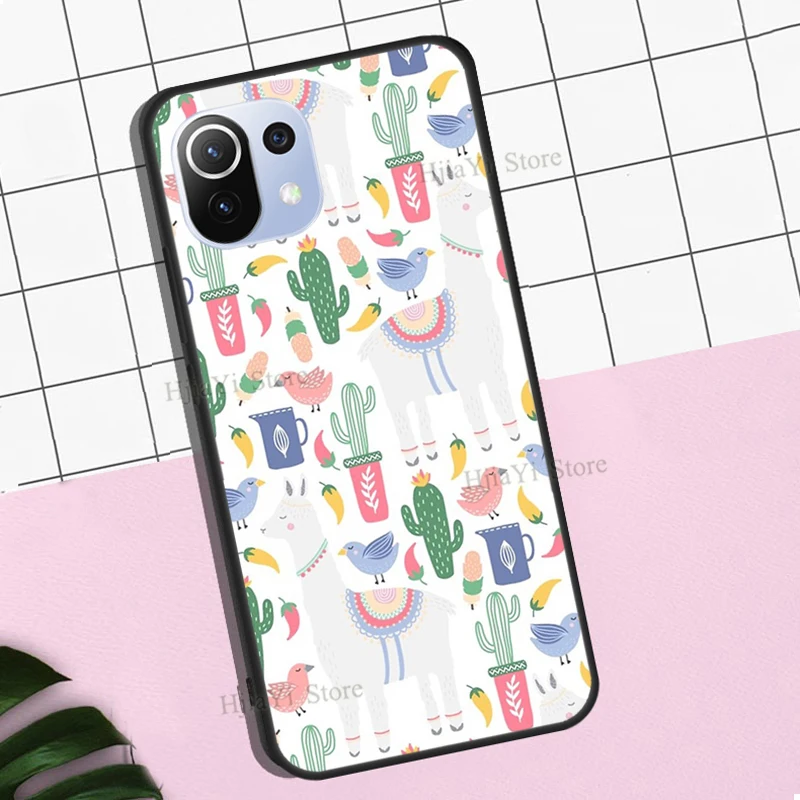 Llama Alpaca pattern For Xiaomi Mi 11 Lite 9T 10T Pro A3 Mi Note 10 Lite Case For POCO F3 F2 M3 X3 Pro Fundas