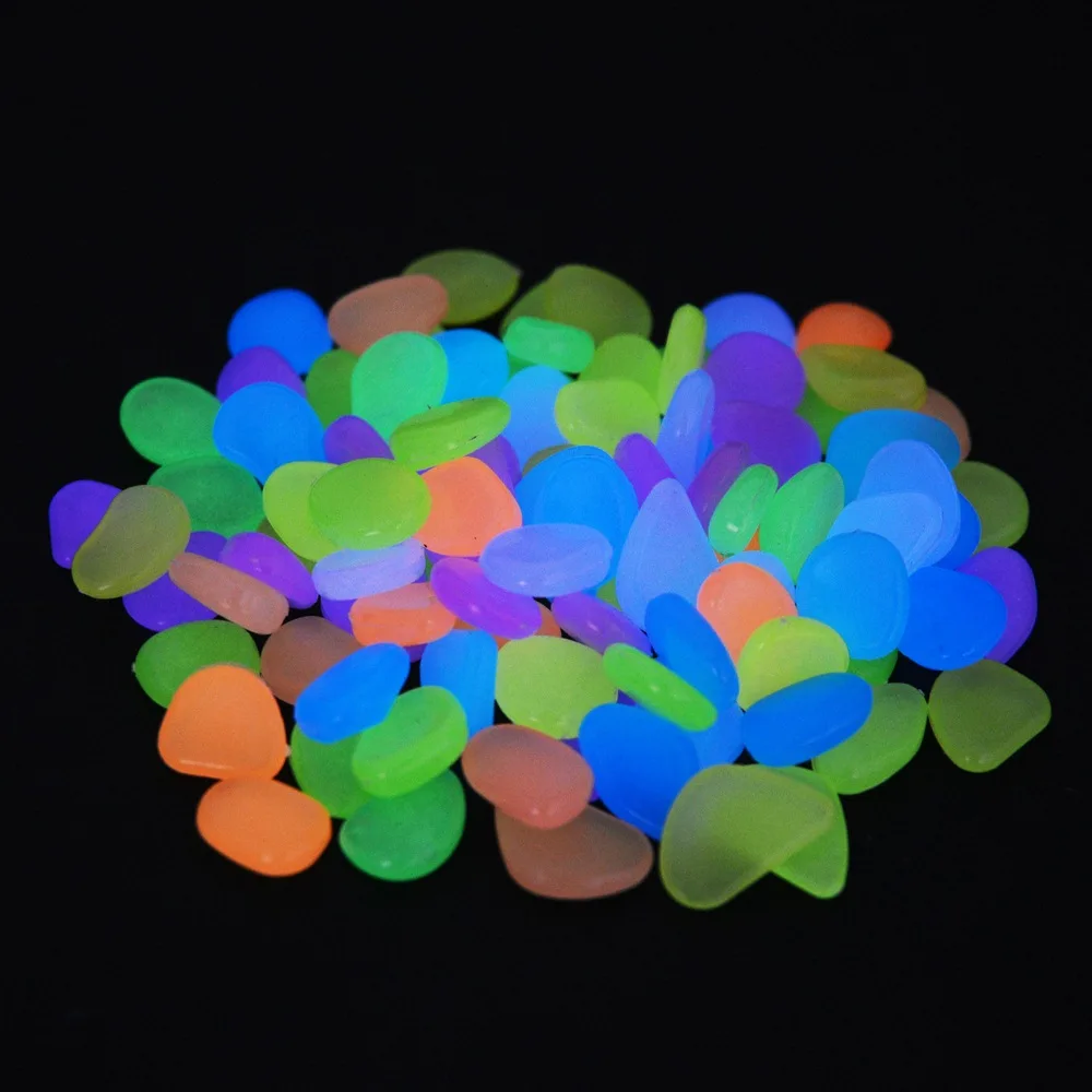 50/100Pcs Glow in the Dark Garden Pebbles For Sidewalk Garden Terrace Lawn Garden Patio Fish Tank Aquarium Decoration Glow Stone