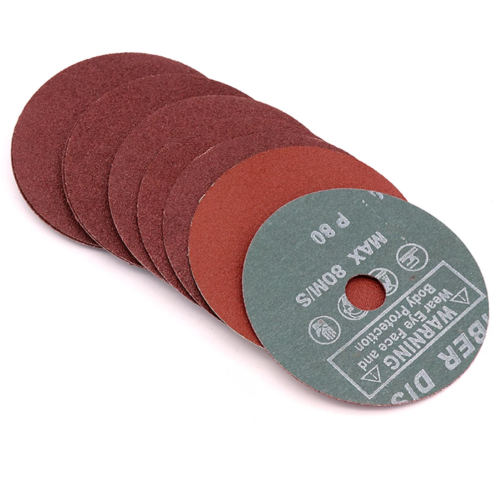 10PCS 100mm 125mm Fiber Sandpaper Abrasive Sanding Disc 24/36/40/50/60/80/100/120 Grit Hole DO 16mm for  Angle Grinder