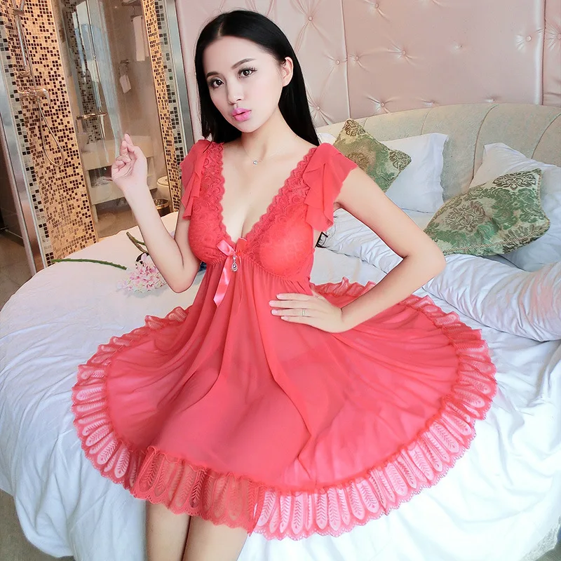 

New Women Luxury Nightgowns Full Slip Sleepwear Nightwear Chemises Home Clothing Housecoat See Through Female Sexy Nightdress