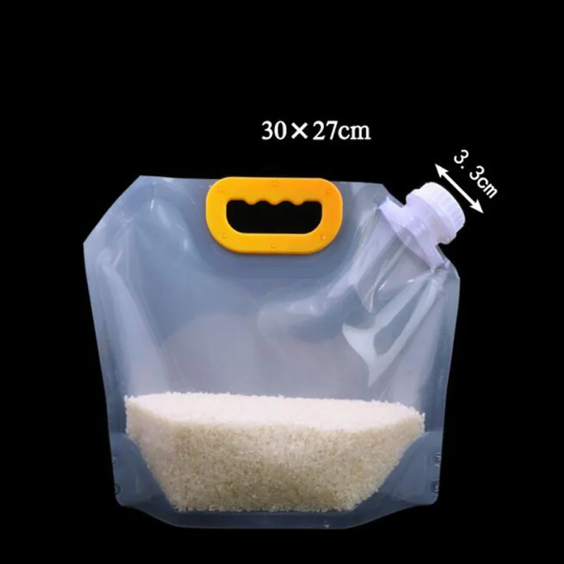 

10pcs Transparent Plastic Rice Grain Packaging Bags Large Food Storage Bag with Spout Kitchen Organzier