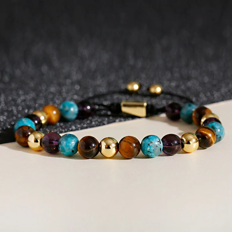 Men Women's Tiger Eye Stone Beads Weaving Bracelet Bangle Homme Trendy Chakra Copper Adjustable Charm Bracelet Dropshipping