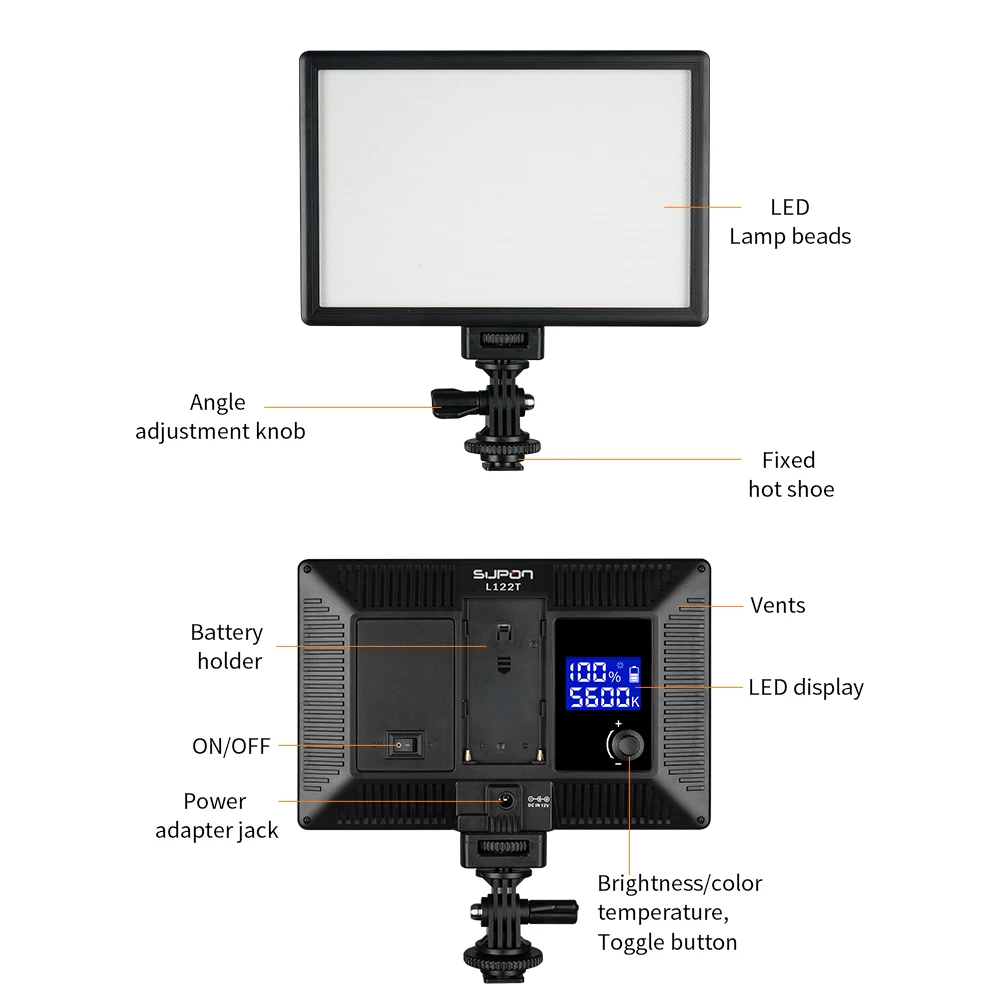 Imagem -04 - Soonpho L122t Led Luz de Vídeo com Bateria Bi-color 32005600k Estúdio Fotografia Iluminação para Câmera Dslr Vlog Lâmpada de Preenchimento