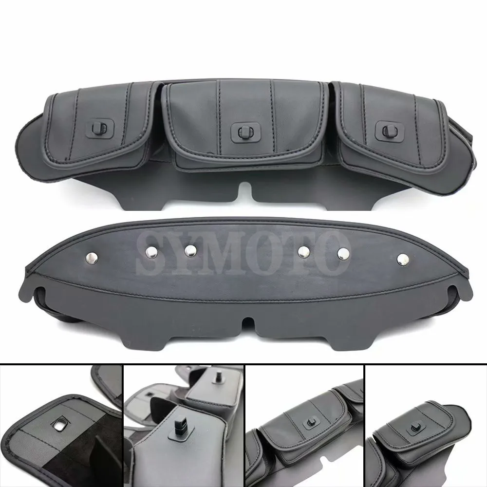 Motorcycle Black 3-Pockets Motorbike Fairing Windshield Bag For Harley Electra Street Glide Touring Bike 1996-2015 Windshields b