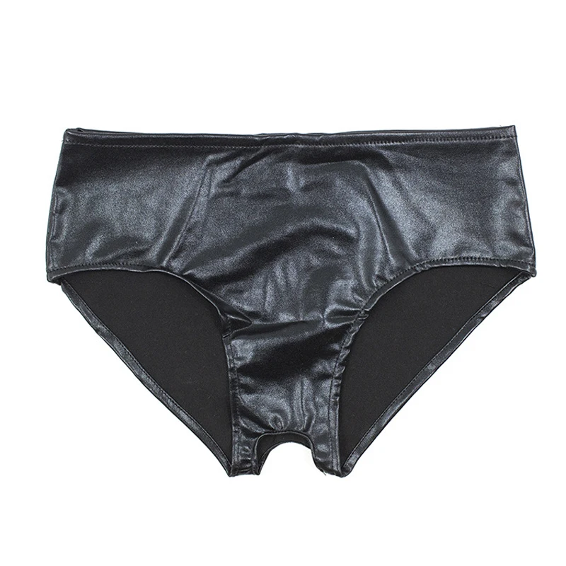 Women Sexy Crotchless Panties for Sex Leather Open Crotch Briefs Sex Lingerie Strap on Penis Chastity Panty with Hole Underpants