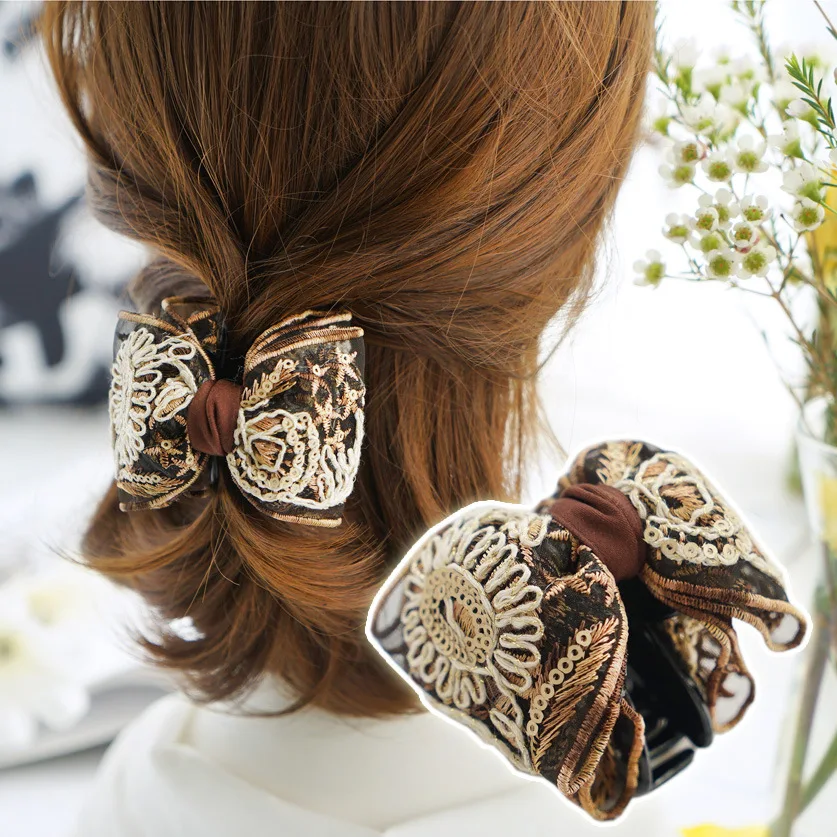 

Sequin knitting embroidery Hairpins Hair Ornaments Trendy Hair Clip Crab Hair Claws For Women Girl Accessories Headwear