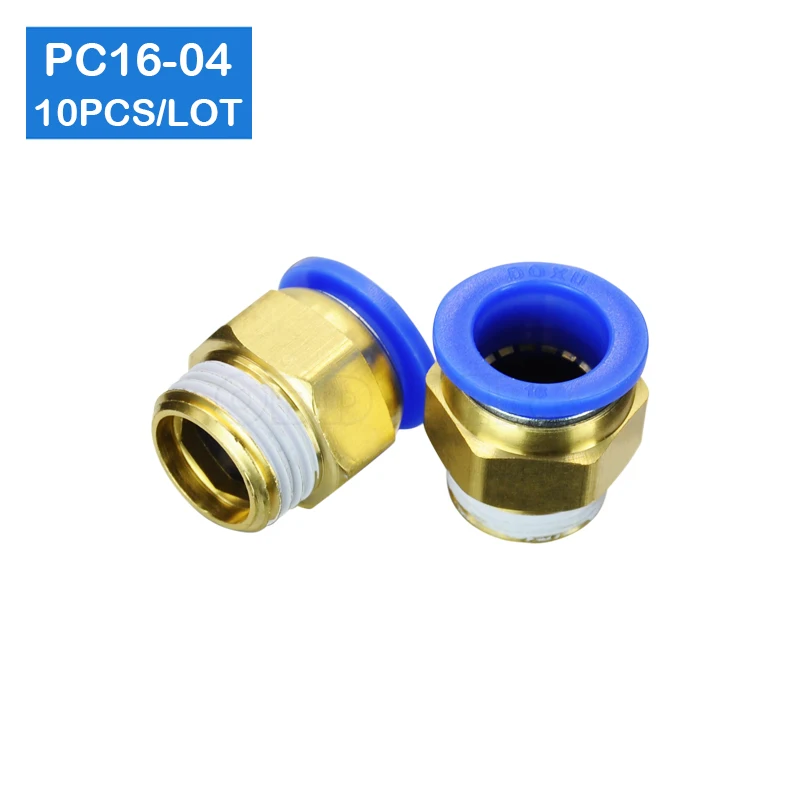 HIGH QUALITY  10pcs a lot BSPT PC16-04,16mm to 1/2\' Pneumatic Connectors male straight one-touch fittings