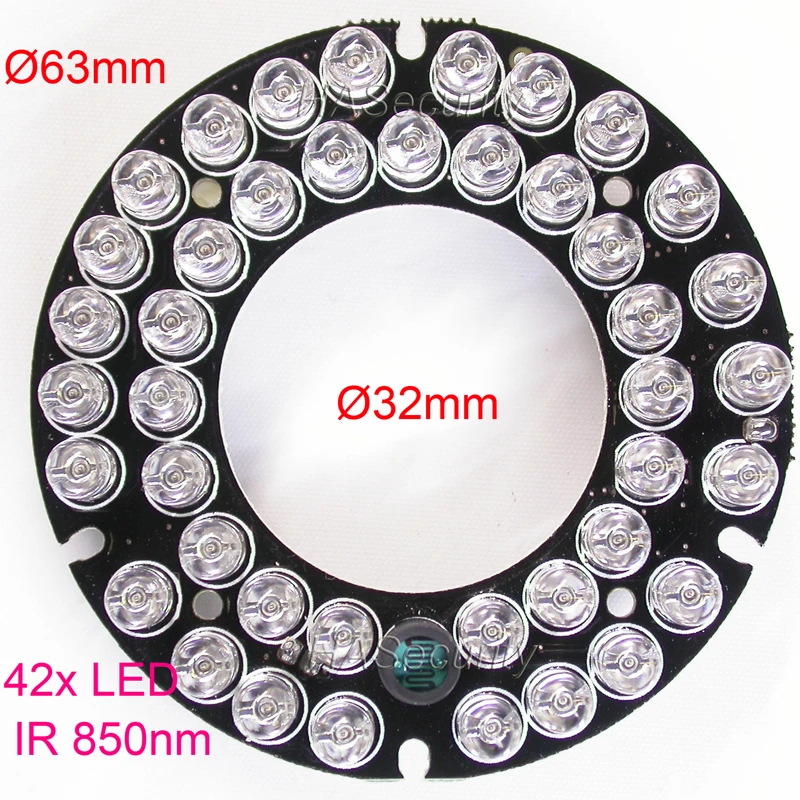 Infrared 850nm 42x (5mm bulb) IR LED PCB board for CCTV IP camera PCB board module night vision (diameter 63mm) for CS Lens