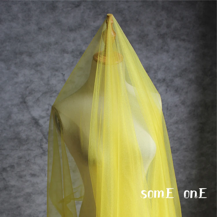 Pearlescent Mesh Tulle Fabric Yellow DIY Background Decor Scarf Headdress Veil Summer Skirt Wedding Dress Designer Fabric