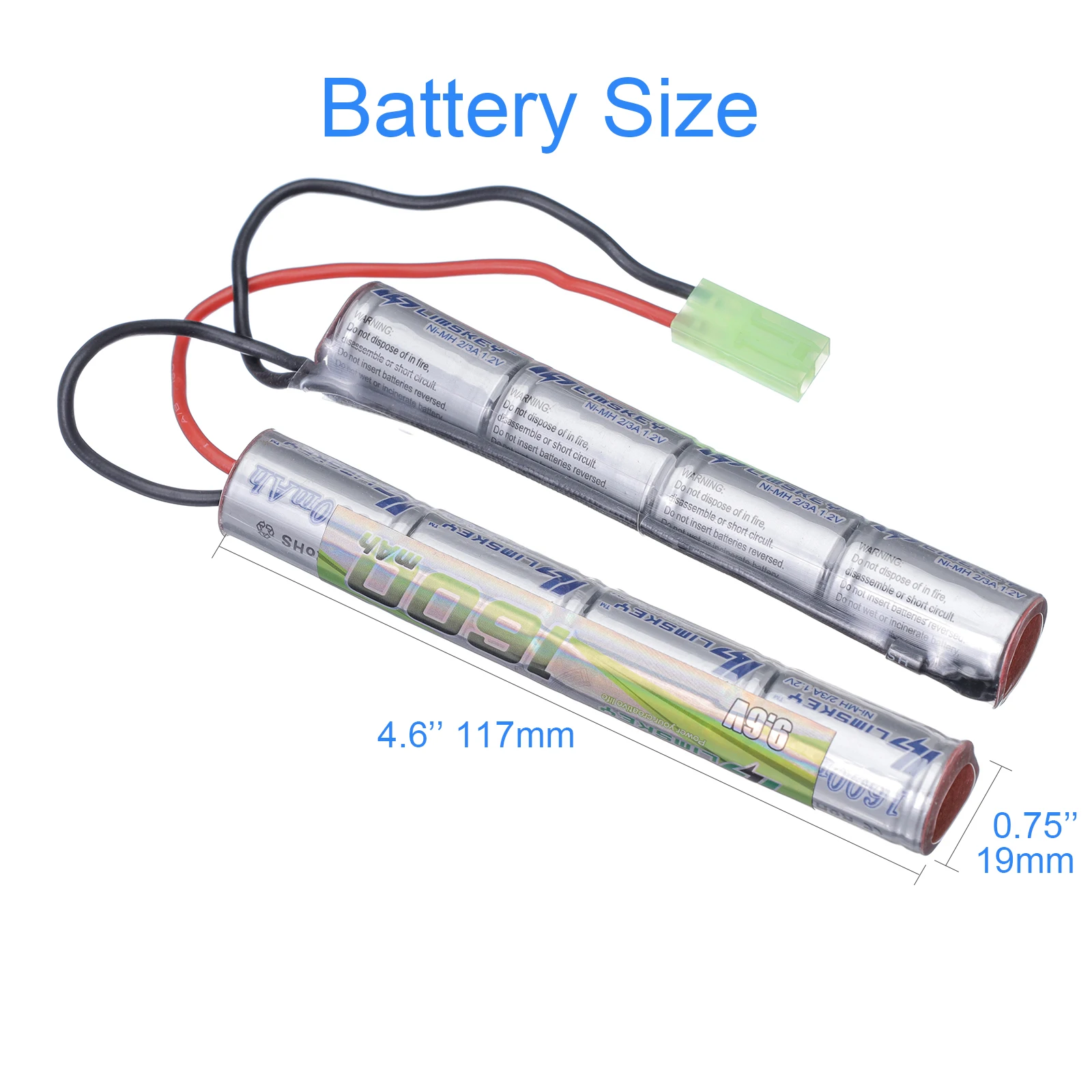 Lismkey 8S 2/3A 9.6v 1600mAh Butterfly NunChuck NIMH Battery Pack with Mini Tamiya Connector for Airsoft Guns  ICS CA TM SRC JG