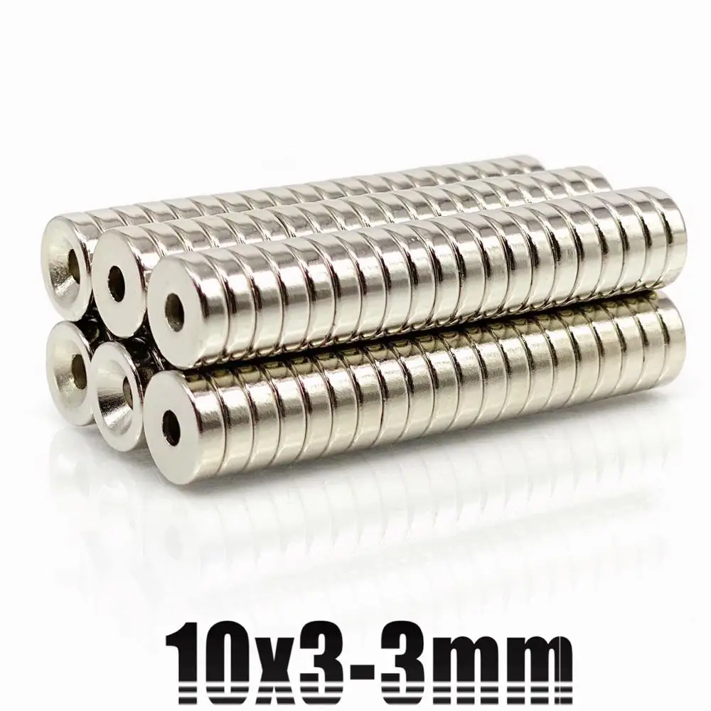 10~200Pcs 6x3 8x3 10x3 12x3 18x3 Hole 3mm N35 NdFeB Countersunk Round Magnet Super Powerful Strong Permanent Magnetic imane Disc