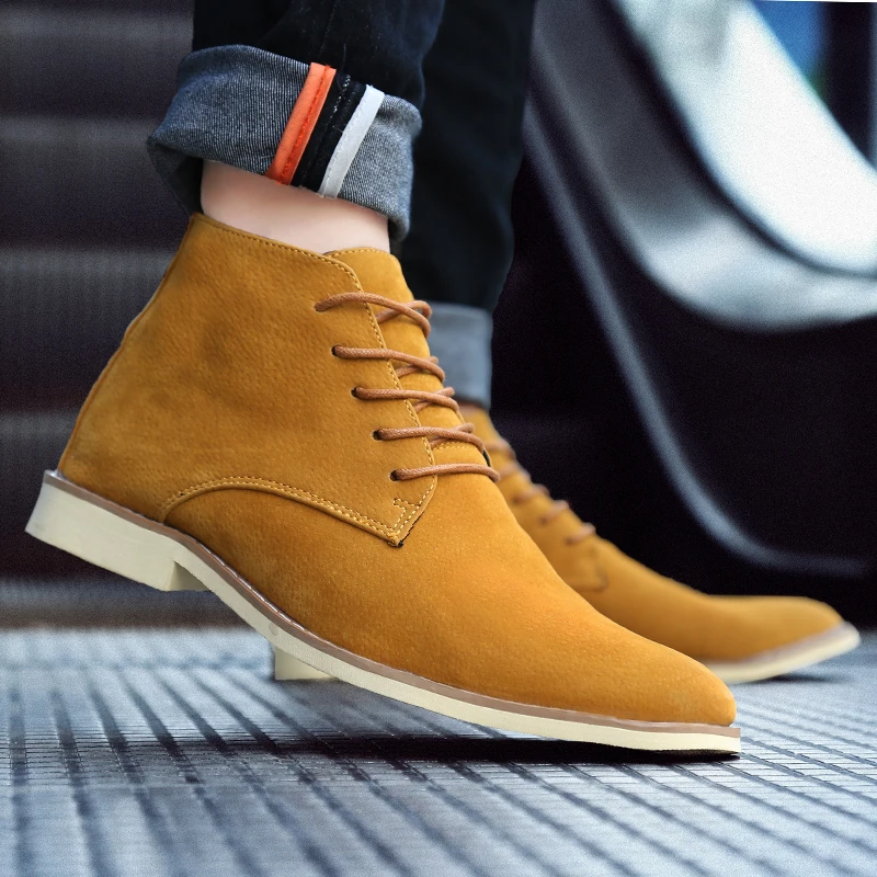 New Men\'s High-top Chelsea Boots Spring Autumn Comfortable Formal Shoes Male Blue Casual Soft Oxford Shoes for Men hommes bottes