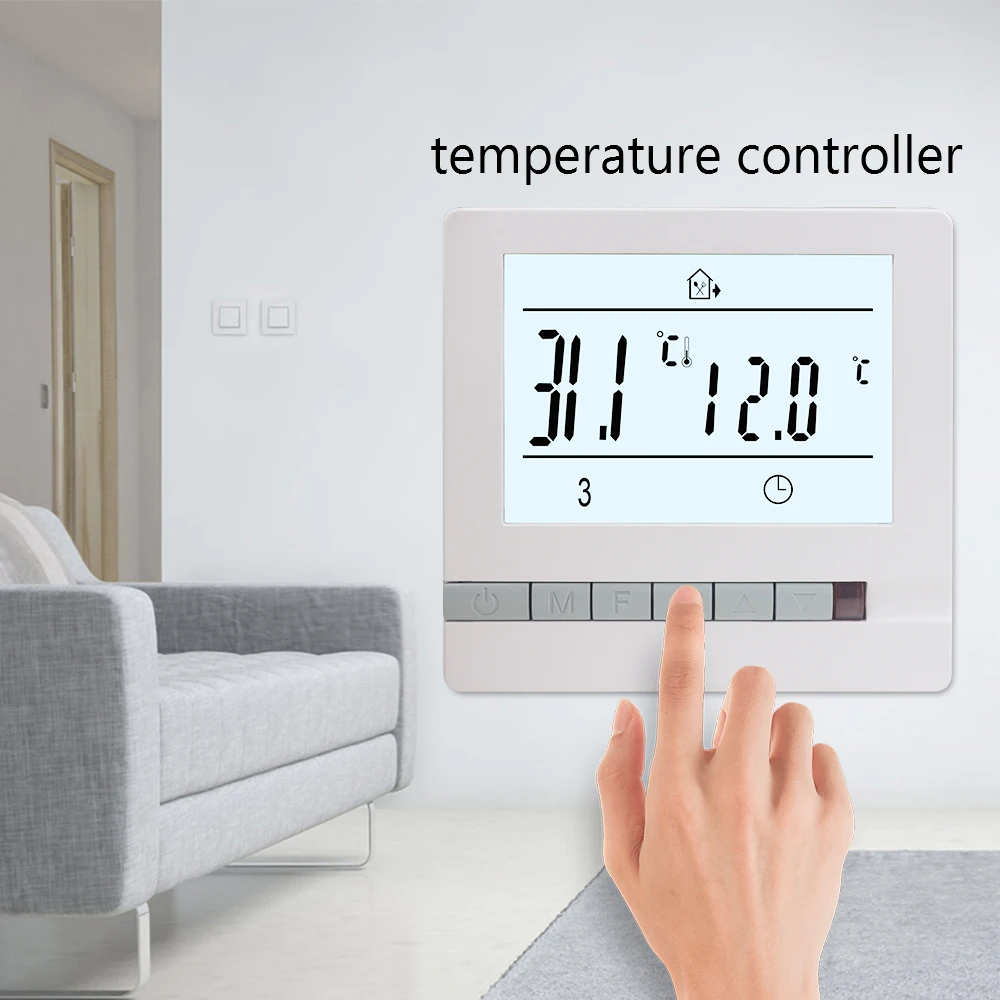 16A Floor Heating Thermostat  220V LCD Display Weekly Programmable Temperature Controller Room With Thermostat Sensor