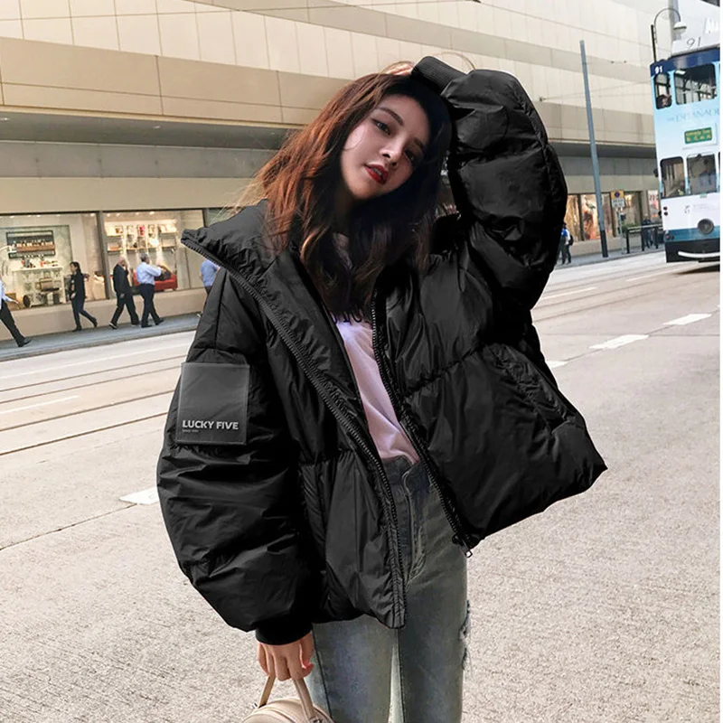 Large Size Loose Winter Jackets Fashion Glossy Bright Parka Women\'s Cotton Coat Jacket Winter Warm Thick Parka Womens Jacket