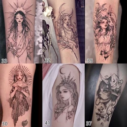 New 6pc/Lot Japanese Cartoon Beautiful Girl Temporary Tattoo Stickers Female Waterproof Cool Fake Tattoo Art Arm Tattoo Stickers