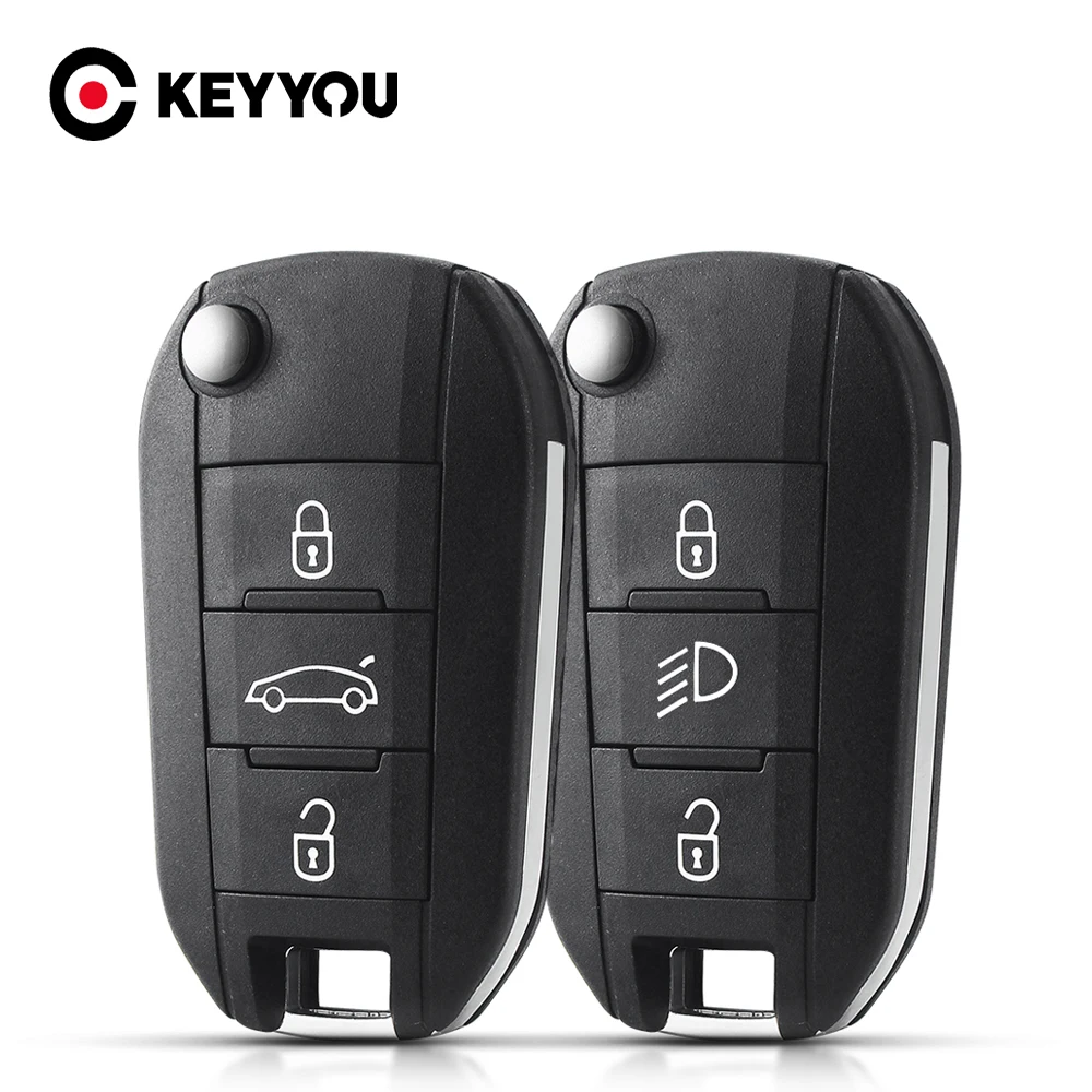 KEYYOU Remote Car key Flip HU83 VA2 For Peugeot 508 208 2008 308 3008 5008 Citroen C3 C4 C4L Elysee 3 Buttons Car Key Shell