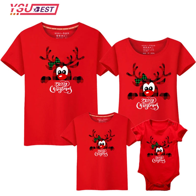 2021 Christmas Mommy and Me Shirts Fashion Family Matching Clothes Christmas Daddy Mom and Baby T Shirt Cute Family Look Outfits