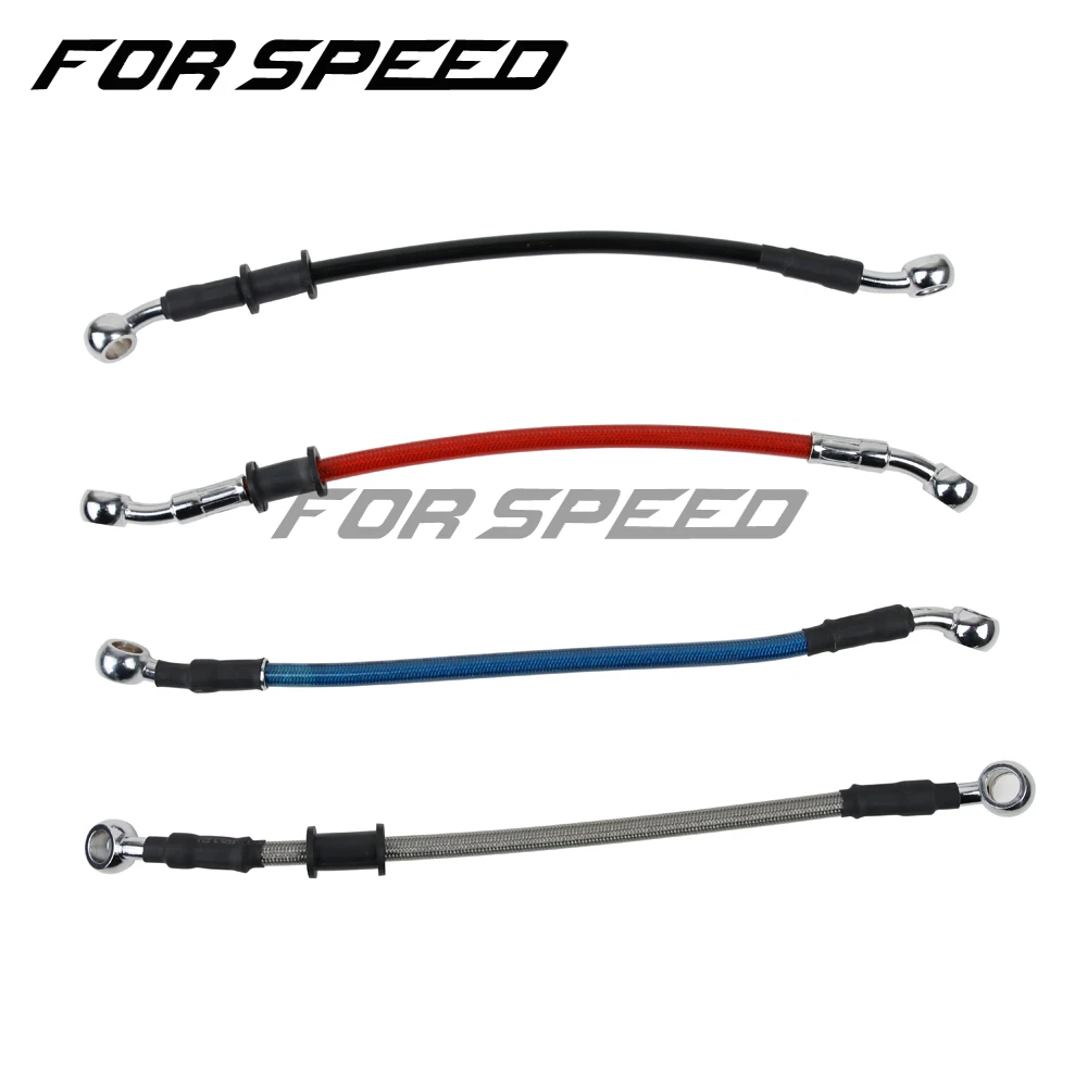 Short Motorcycle Dirt Bike Braided Brake Hose Line Steel Brake cable Hydraulic Banjo pipe 27 34 40 cm  for  Universal Racing