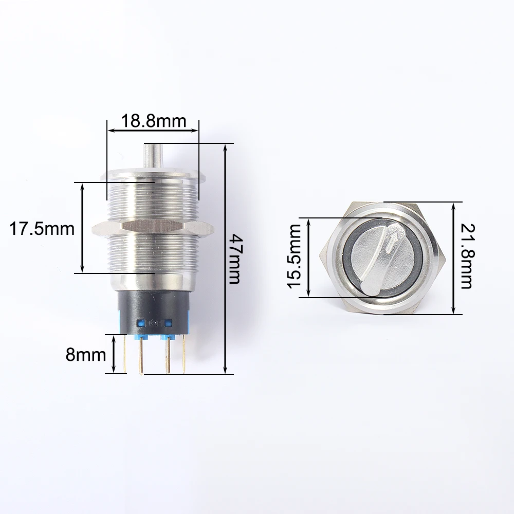 19mm 22mm Metal Rotary Button Brass Latching 2Position 3Position Switches Button Rotary 2NO2NC NONC ON OFF Button