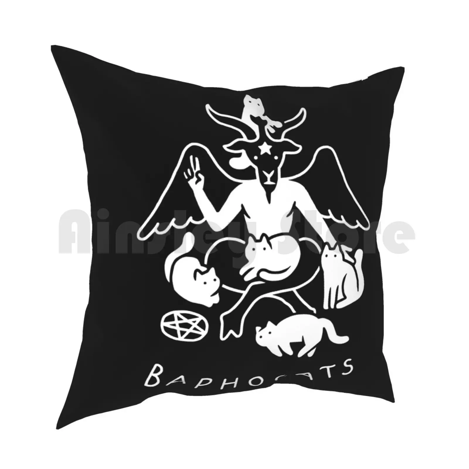 Baphocats Pillow Case Printed Home Soft DIY Pillow Cover Cats Cat Baphomet Satan Satanic Metal Metal Music Devil Demon