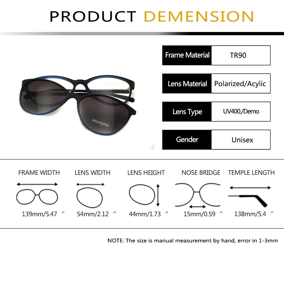 TR90 Ultralight Cat Eye Sun Glasses For Women Eyeglasses Frame With Polarized Magnet Clip On Sunglasses Female Uv400 Oculos De