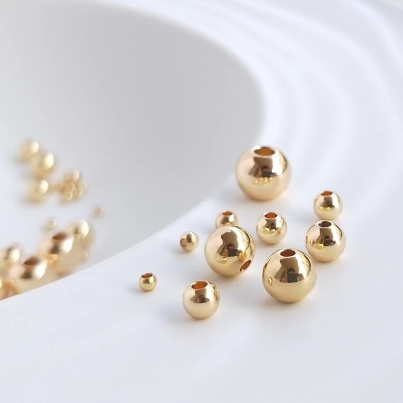 2-8MM Color Retention Real Gold Plated Copper Loose Beads Spacers Positioning DIY Findings Jewelry Accessories