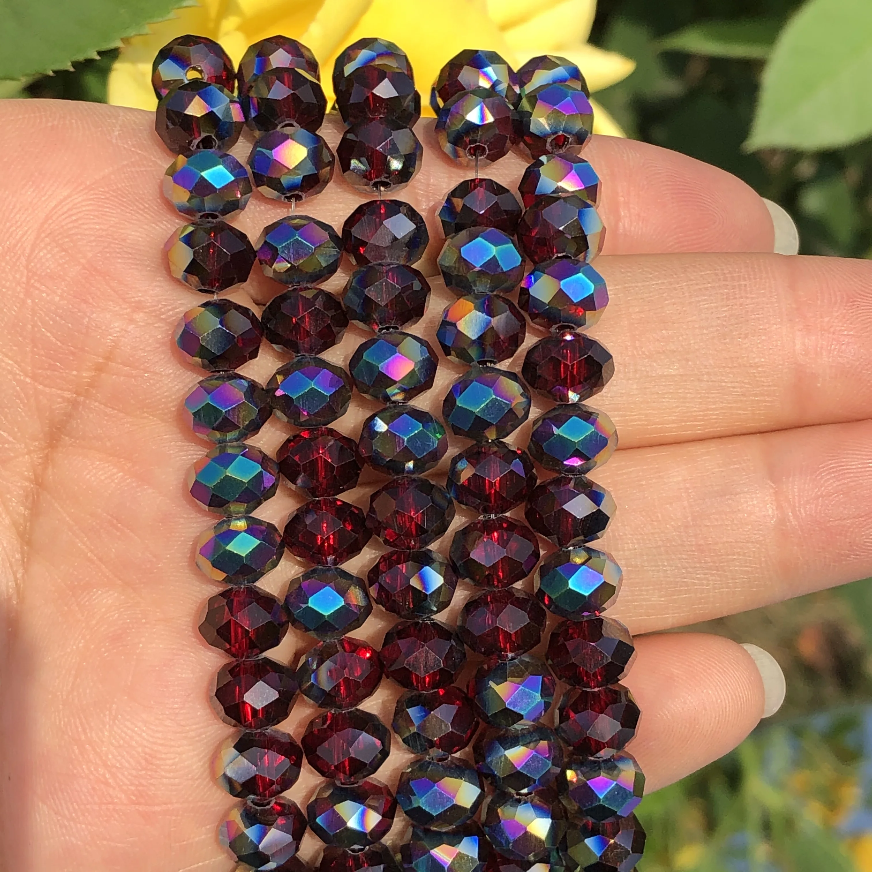 Faceted Rondelle Beads Red Blue Austrian Crystal Glass High Quality Loose Spacer Beads For Jewelry Making Diy Bracelet 4/6/8MM