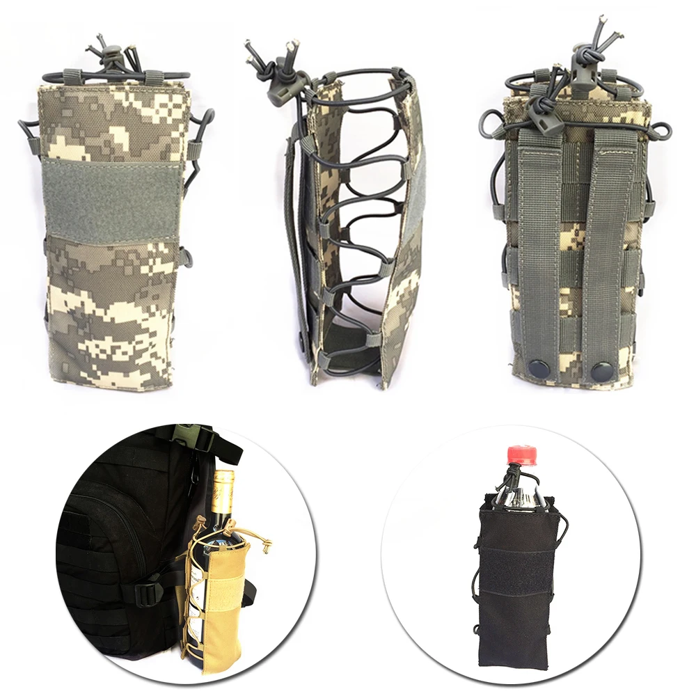 Elastic Soft Tactical Nylon Water Wine Bottle Pouch Bag Holder for Outdoor Sports Camping Cycling Hunting Sturdy and Durable