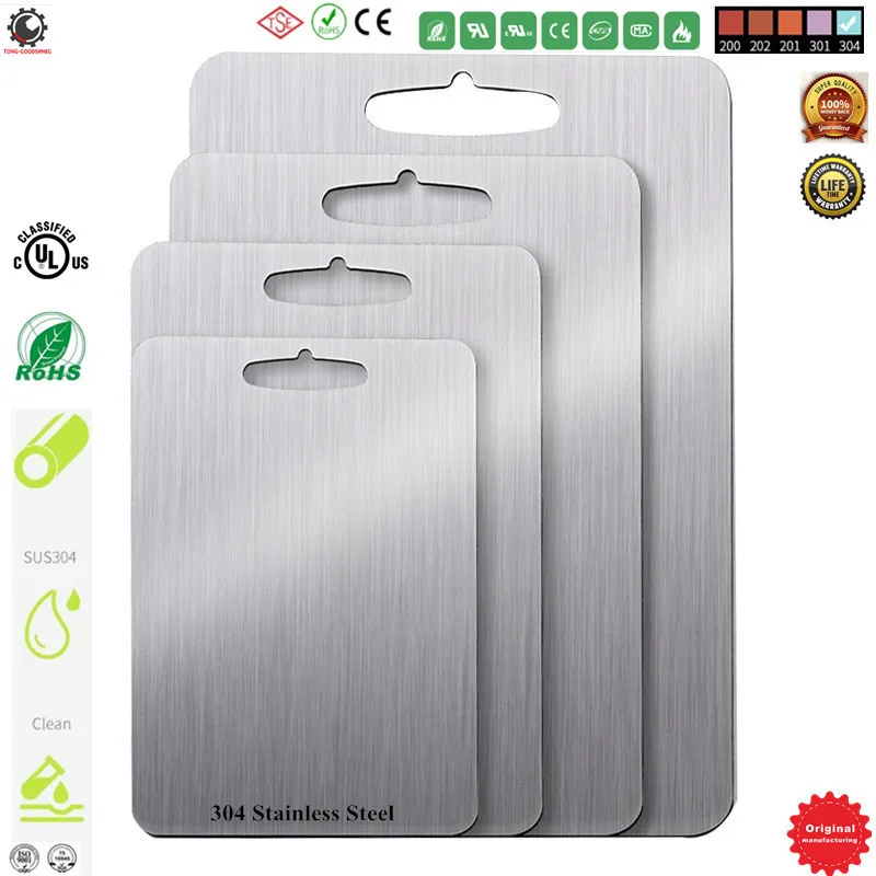 

SUS 100% 304 Stainless Steel Cutting Boards for Kitchen,Multipurpose Chopping Board,Non-Slip,Easy Grip,Dishwasher and Oven Safe