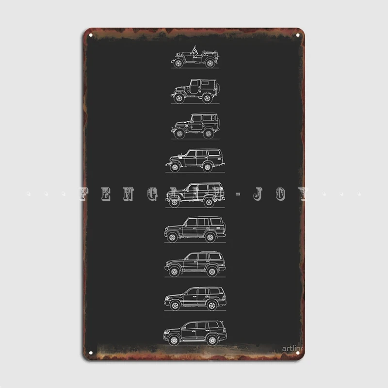 Land Cruiser Evolutions Metal Plaque Poster Cinema Kitchen Pub Garage Classic Wall Plaque Tin Sign Poster