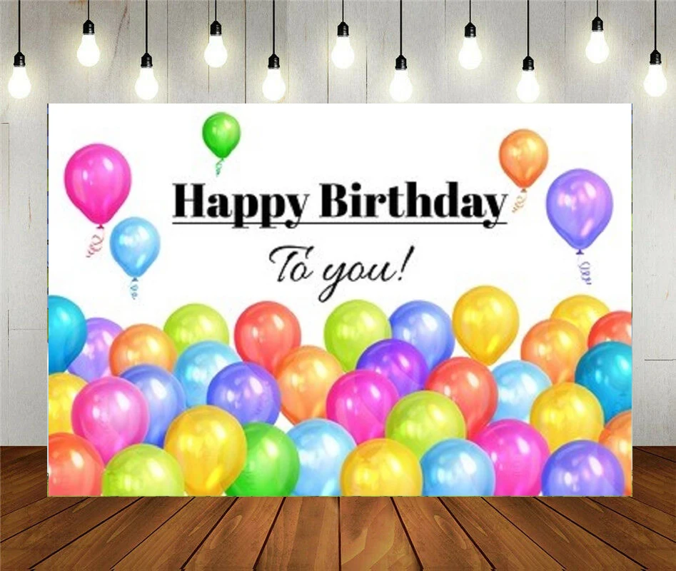 Photo Studio Props Photography Backdrop Happy Birthday Party Decoration Balloons Frame Anniversary Celebration Vinyl Background