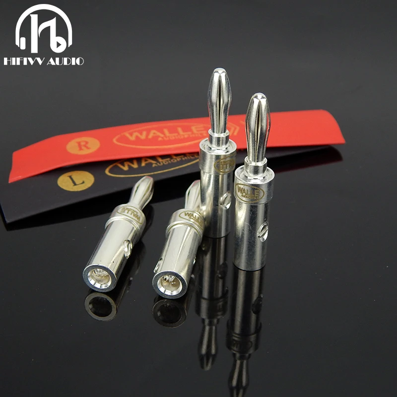 4pcs Rhodium Plating Copper Banana Speaker Plug Connector Adapter For HiFi Audio Amplifiers Horn Wire Banana Connectors