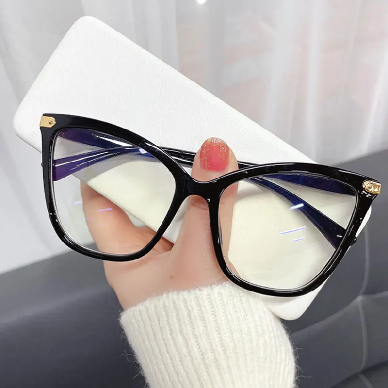 

Fashion Cat Eye Anti Blue Light Glasses Women Vintage Computer Eyeglasses Oversized Optical Blue Light Blocking Glasses