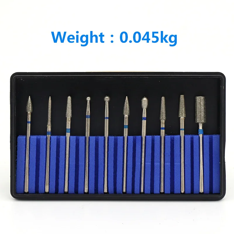 10pcs Plating Diamond Grinding Head 2.35mm Shank Rotary Drill Bit Burrs Mold Trimming Jade Glass Ceramic Engraving Carving Tool
