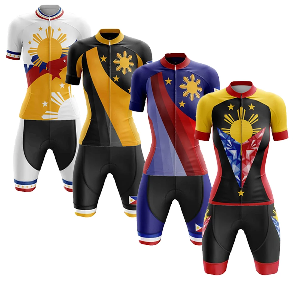 Philippines Roupa Ciclismo Feminina Set Short Sleeve Bike Clothing Bib Shorts Gel Breathable Pad New Cycling Jersey Set