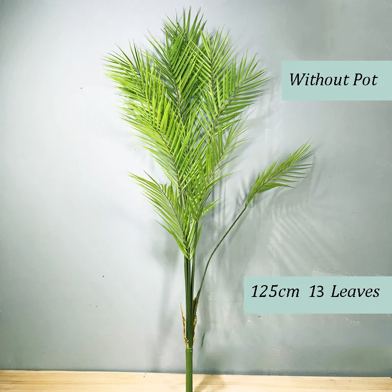 125cm 13Heads Large Artificial Palm Tree Tropical Plants Fake Palm Leaves Plastic Monstera Branch For Home Wedding Party Decor