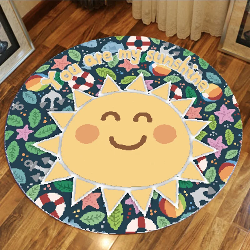 Baby Play Pad Children Crawling Carpet Infant Room Round Floor Blanket Game Pad Cartoon Children Room Decor Photography Props